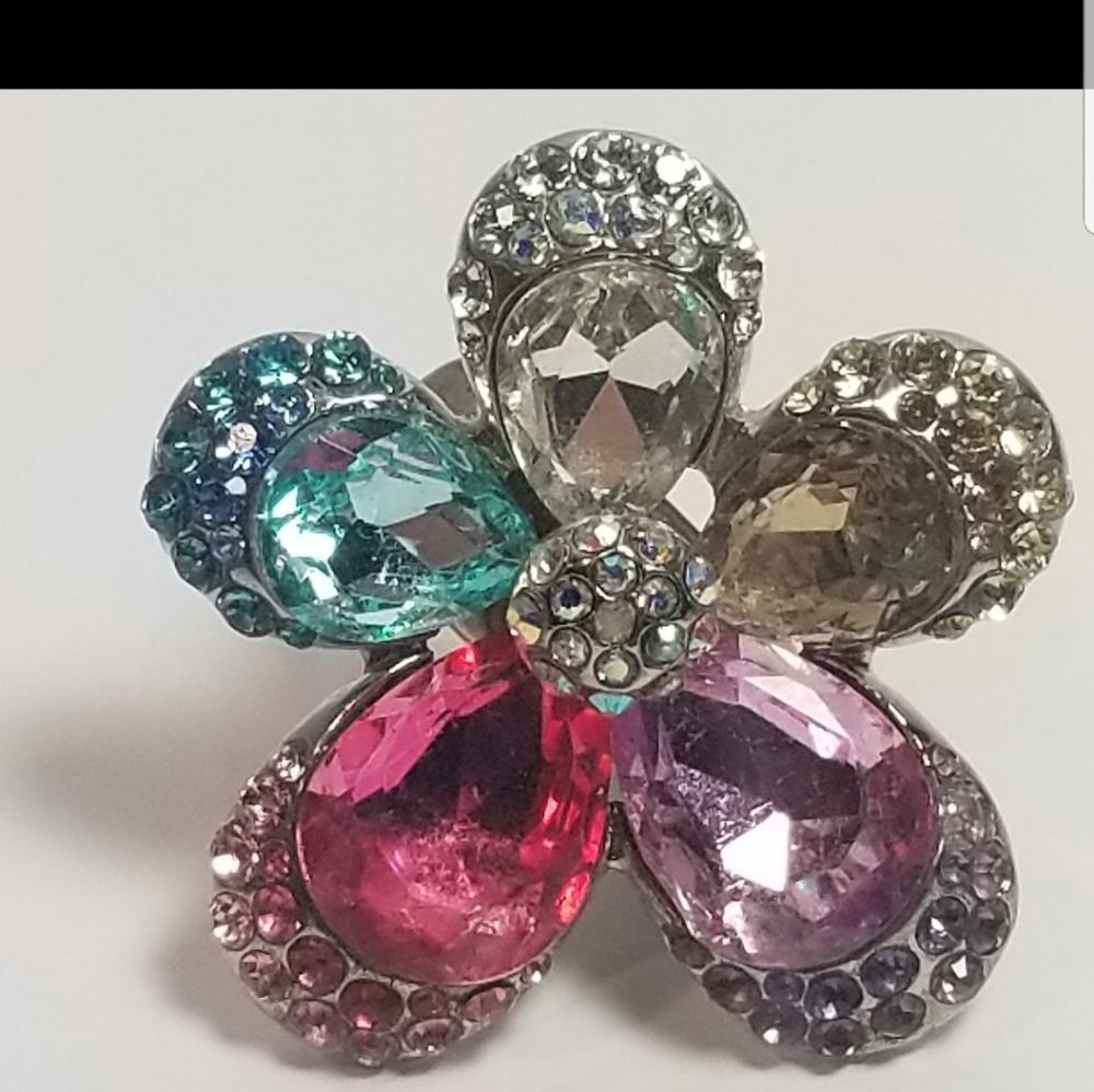 Statement Cocktail Flower Adjustable Rings - image 4